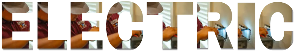 The word "ELECTRIC" with an image of a technician working on electrical wiring visible through the letters.