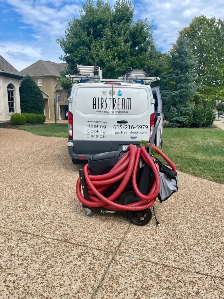 Duct cleaning equipment in front of airstream fleet truck